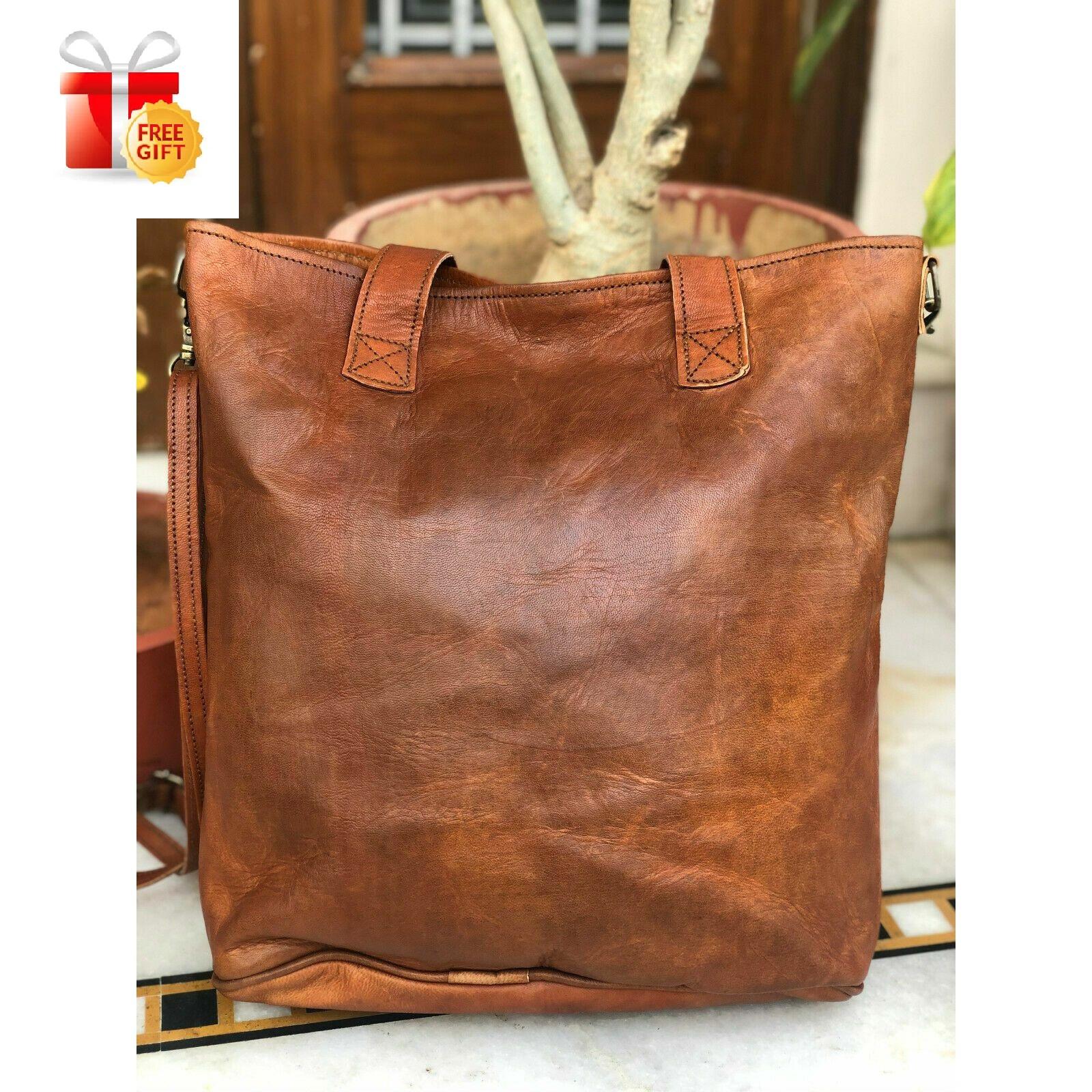 

Подлинная вместительная женская сумка-шоппер ручной работы из козьей кожи 14 дюймов 14 X 14 коричневый