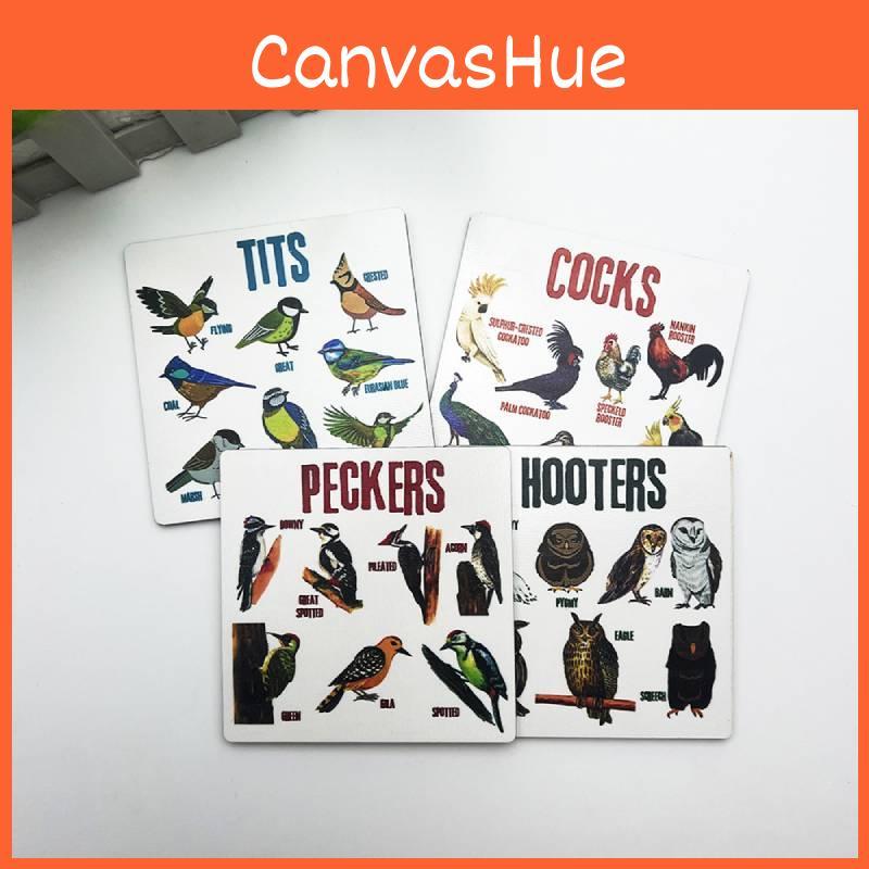 American Style Bird Pun Coasters Set Of 6 Durable Wooden Coasters Unique Home Decor