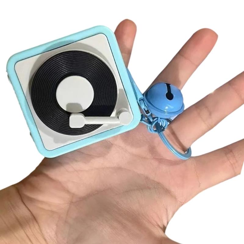 Pingente Chaveiro de Toca-Discos Vintage com Função de Gravação para Uso Decorativo e Prático Diário Casual