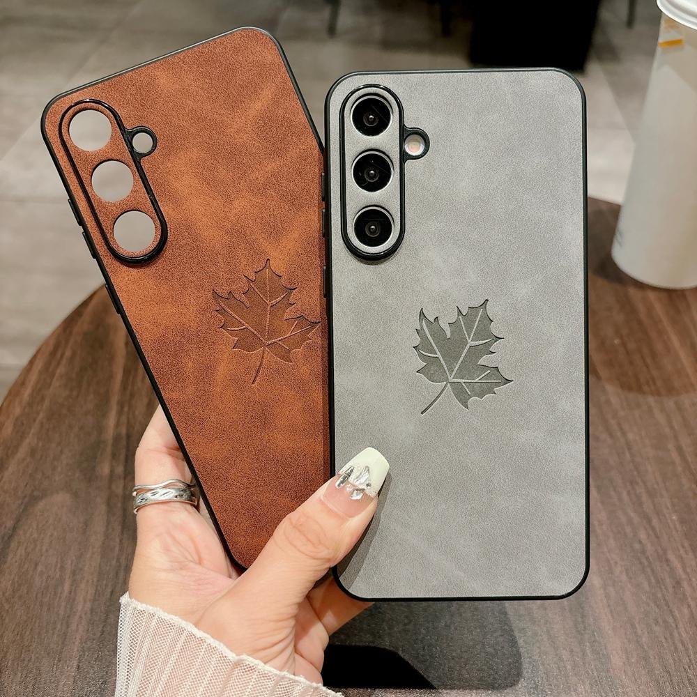 Retre Leather Case For Samsung Galaxy A56 A55 A54 A53 A52 A36 A35 A34 A26 A25 A24 A23 A16 A15 A14 A13 A12 4G 5G Maple Leaves
