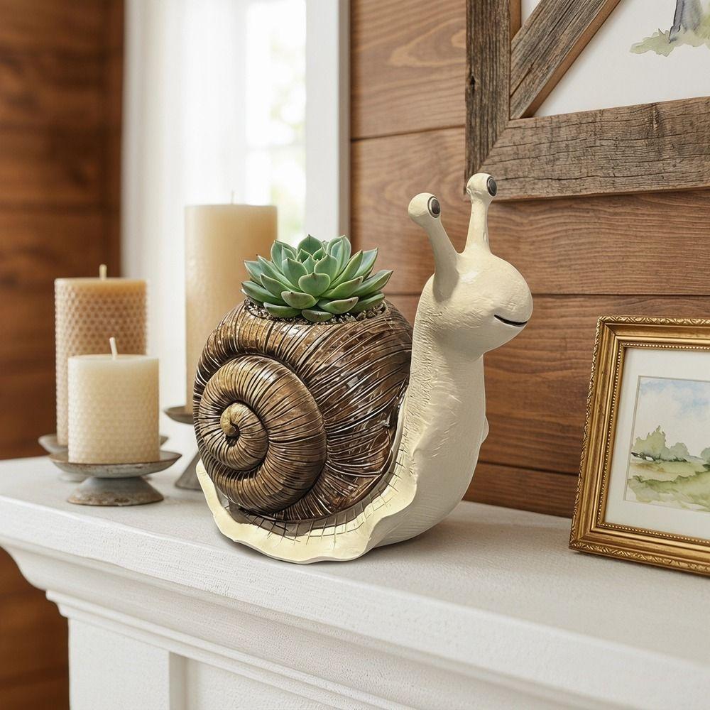 Cute Snail Planter Cartoon Creature Planter Multi-functional Snail Garden Ornament Office