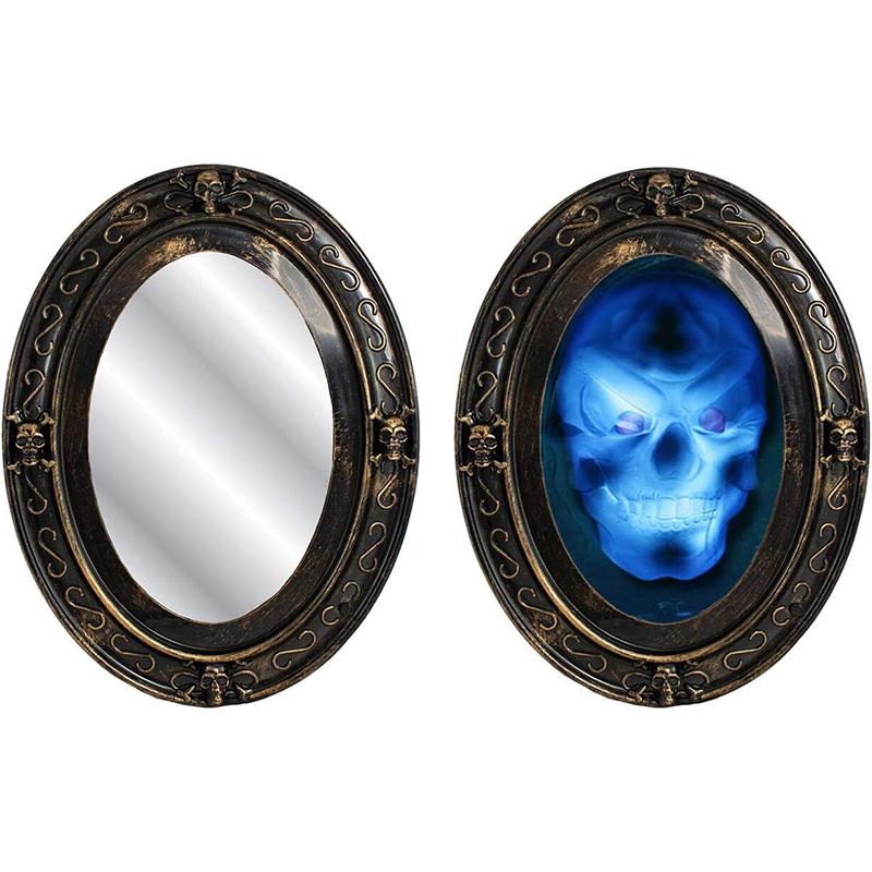 1Pc Motion Activated Halloween Mirror Creepy Haunted Mirror Halloween Scary Portrait Horror Prop For Indoor Halloween Party