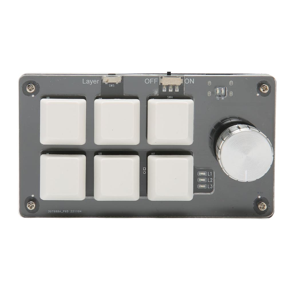 6 Key Mini Keypad with Knob Blue Switch Wired USB Wireless Bluetooth Dual Mode Connection DIY Programmable Mechanical