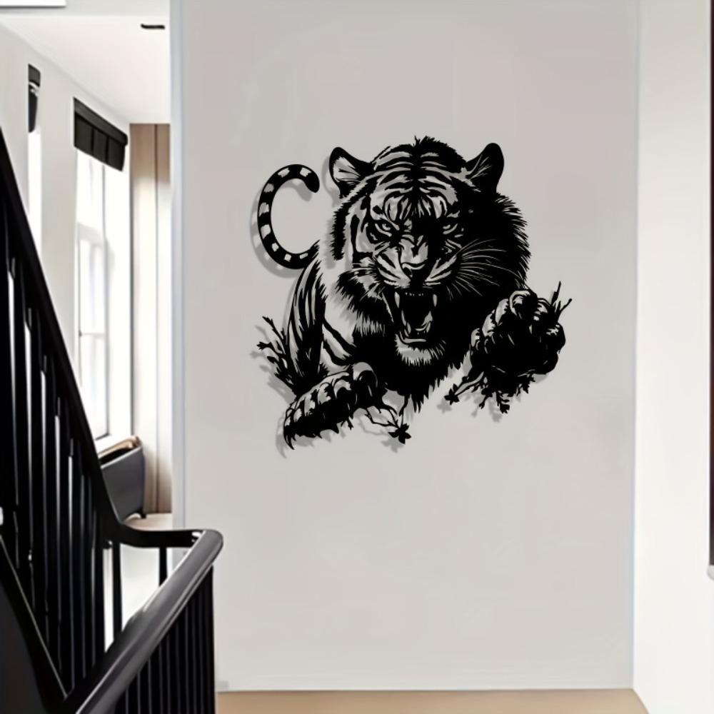 1pc Tiger Metal Wall Art, Animal Mural Sculpture, Rust Resistant for Living Room Garden Fence Decor, New Year Christmas Gift for Animal Lovers