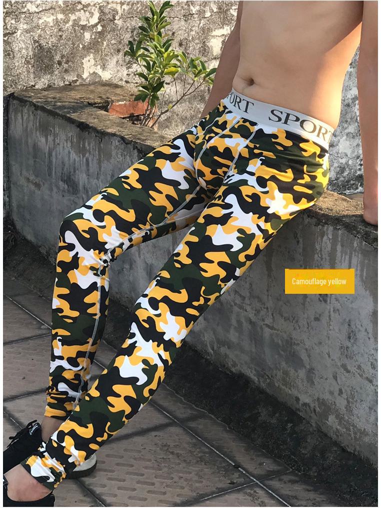 Men's Striped Camouflage Cotton Long Johns - Warm Autumn/Winter Underwear Pants