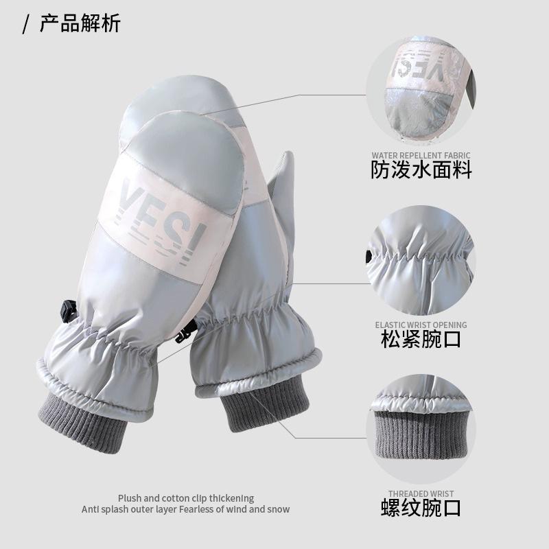 Gloves Men's Fleece Thickened Warm Windproof Women's Cotton Mittens Waterproof Windproof