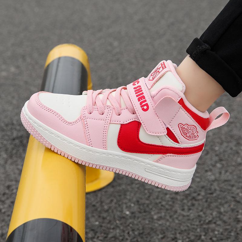 Dámské zimní vysoké sportovní boty 2025, podšité sametem pro teplo, dvouvrstvá bavlna, pro střední a starší děti.