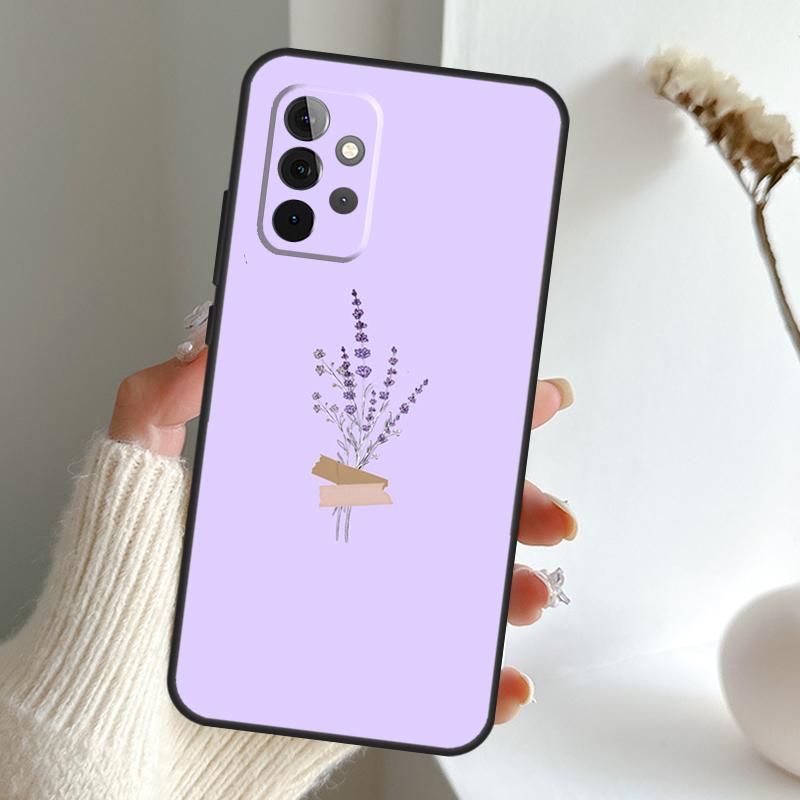 Lavender Purple Flowers Case For Samsung Galaxy A13 A33 A53 A06 A17 A56 A36 A26 A16 A15 A35 A55 A34 A54 A52 A12 A32
