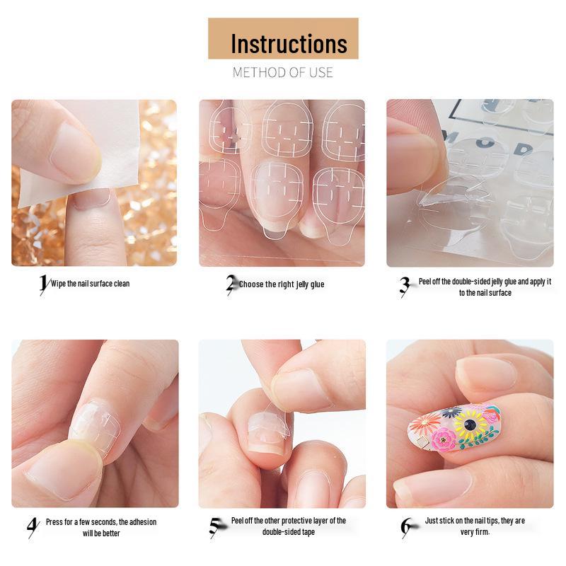 Nail Art Jelly Gel Double-Sided Waterproof Adhesive Patches for Long-Lasting Wearable False Nails