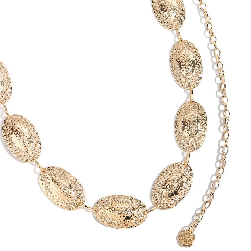 Geometric Sea Shell Design Waist Chain Adjustable Length Chain Belt For Women Teens Dress Pants Fashion Accessories