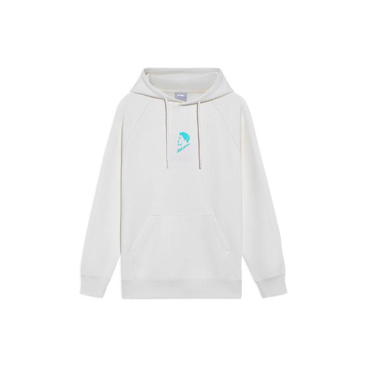 Li-Ning Sports Basketball Series Letter Print Pullover Long Sleeve Sweatshirt Unisex Tops White AWDS103-2