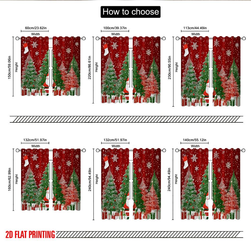 2pcs 2D flat printing Merry Christmas Curtains Christmas Day Digital Printed Polyester Drapes Festive Curtains for Holiday