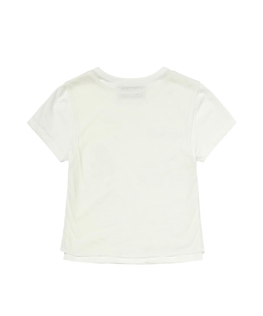 Gillaakaibeu Layered Doodle Sheer Crop T-Shirts_Ivory