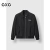 GXG Men's Dark Pattern Back Letter Bomber Jacket Lapel Coat