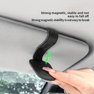 1pc Car Sunshade Fashion Glasses Frame Clip-PU Leather,Secure Magnetic Closure,Scratch Free Design,Easy One Hand Operation