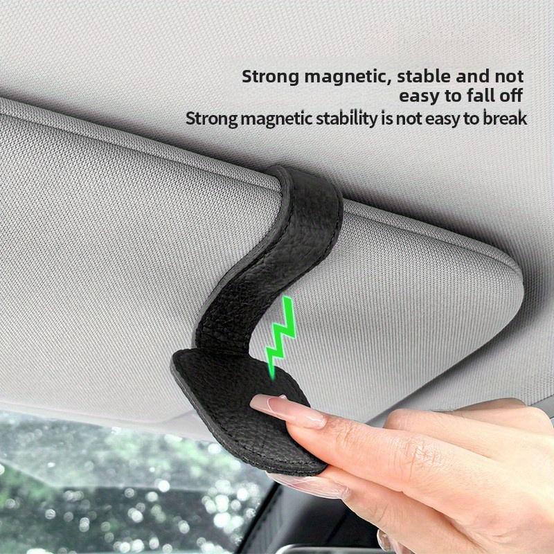 1pc Car Sunshade Fashion Glasses Frame Clip-PU Leather,Secure Magnetic Closure,Scratch Free Design,Easy One Hand Operation
