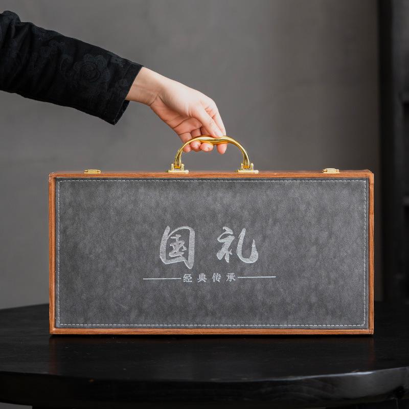 Guochaofeng Ru Porcelain Tea Set Fulong Fish Cover Bowl Teapot Teacup High-end Gift Box Household Ceramic Souvenir