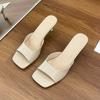 Women Slippers High Heeled Slippers Women Sandals New Summer Thin Heels Square Toes Sexy Outside Slippers Chanclas Mujer