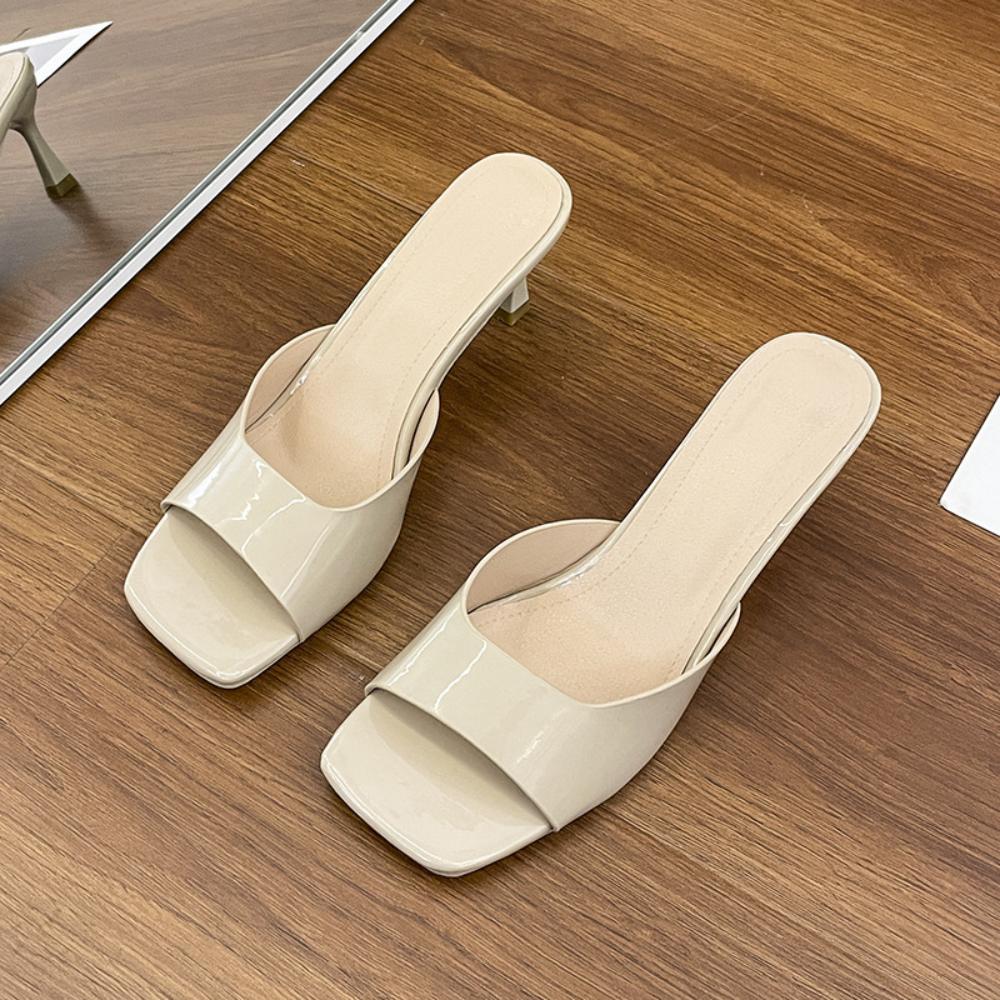 Dameslippers Høyhælte Slippers Damesandaler Nye Sommerslippers Tynne Hæler Firkantede Tær Sexy Uteslippers Chanclas Mujer