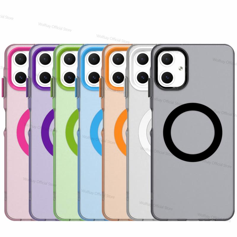 For Samsung Galaxy A06 4G Case Magsafe Wireless Charging Cover Samsung Galaxy A06 A16 A26 A36 A56 5G Matte TPU Phone Case Bumper