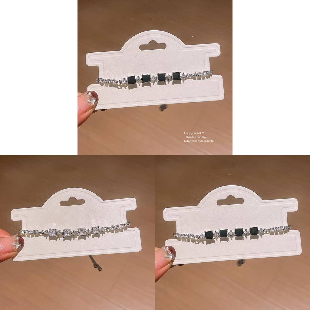 Geometric Zircon Square Adjustable Bracelet For Women With Elegant Jewelry Style
