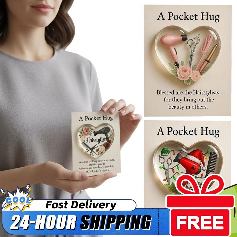 Heart Pocket Hug Token Gift A Pocket Hug for Hairstylists with Greeting Cards Mini Hairdresser Tools Mini Heart Hairdresser Gift