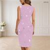 Women Plus Size V Neck Sleeveless Black Gold Printed Bodycon Midi Dress