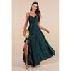 Export Single Lu Home High Texture Smooth Satin Ruffles Sleeveless Split Long Leg Lace-up Open Back Long Dress