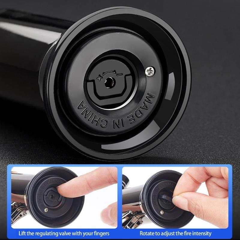 Adjustable Flame Refillable Lighter With Safety Lock And Metal Design For Craft Project Hiking Camping Ignition Gear