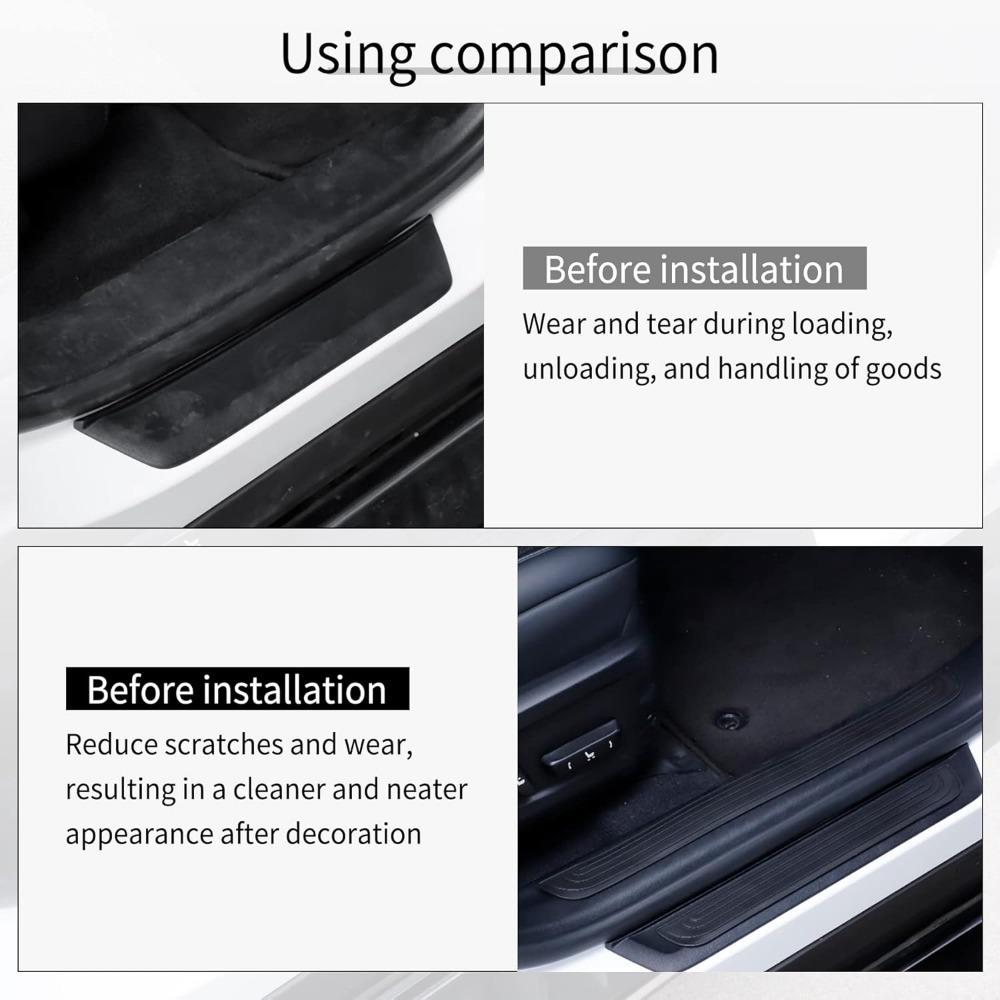 Car Door Threshold Protection, 4PCS Door Edge Step Dust Shield Cover, Car/SUV Universal Rubber Scratch Resistant Exterior Accessories