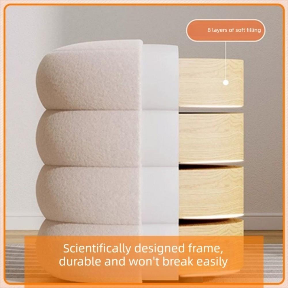 Lamb Velvet Household Small Stool Home Furniture Round Stool Minimalist Living Room Footstool Home