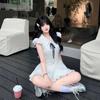 French Gentle Wind Design Bow Lace-up Dress Women's Summer New Temperament Sweet Tutu Dress