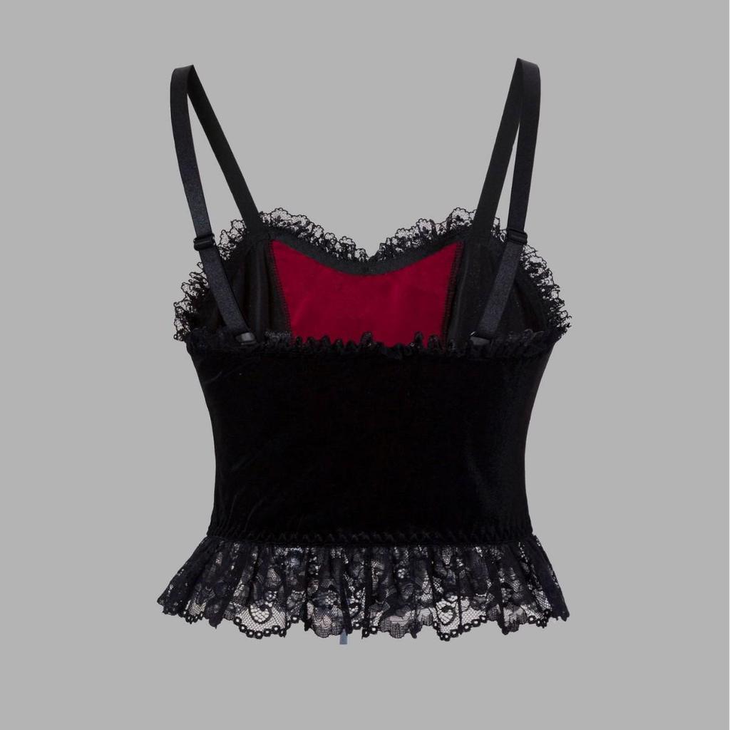 Velvet Lace-up Gothic Corset Camisole - Halloween Style