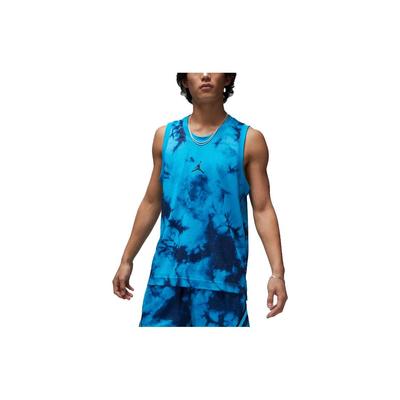 Breathable Sport Tie-Dye Loose Sleeveless Vest With Brand Logo Men Tops Blue DZ0568-446