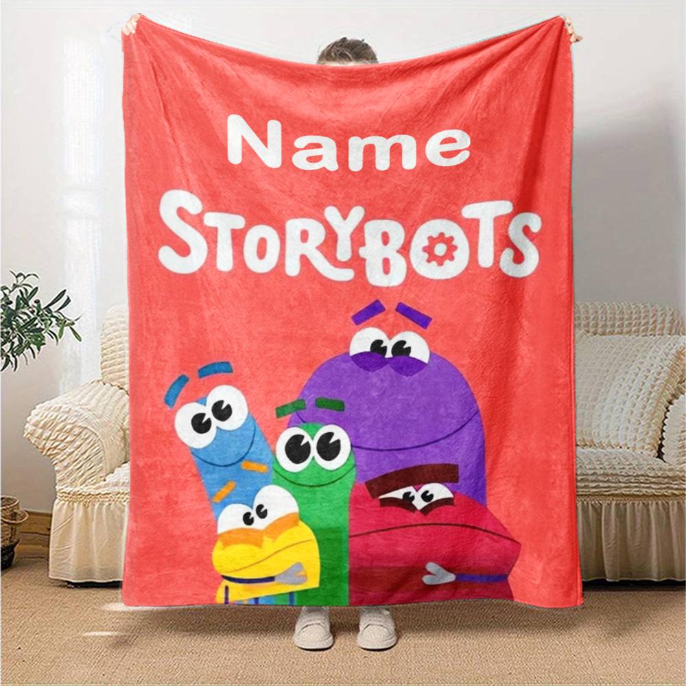 Custom Name StoryBots Theme Printed Blanket - Perfect for Couch, Bed, Travel & Outdoor Use | Machine Washable, Cozy & Durable.