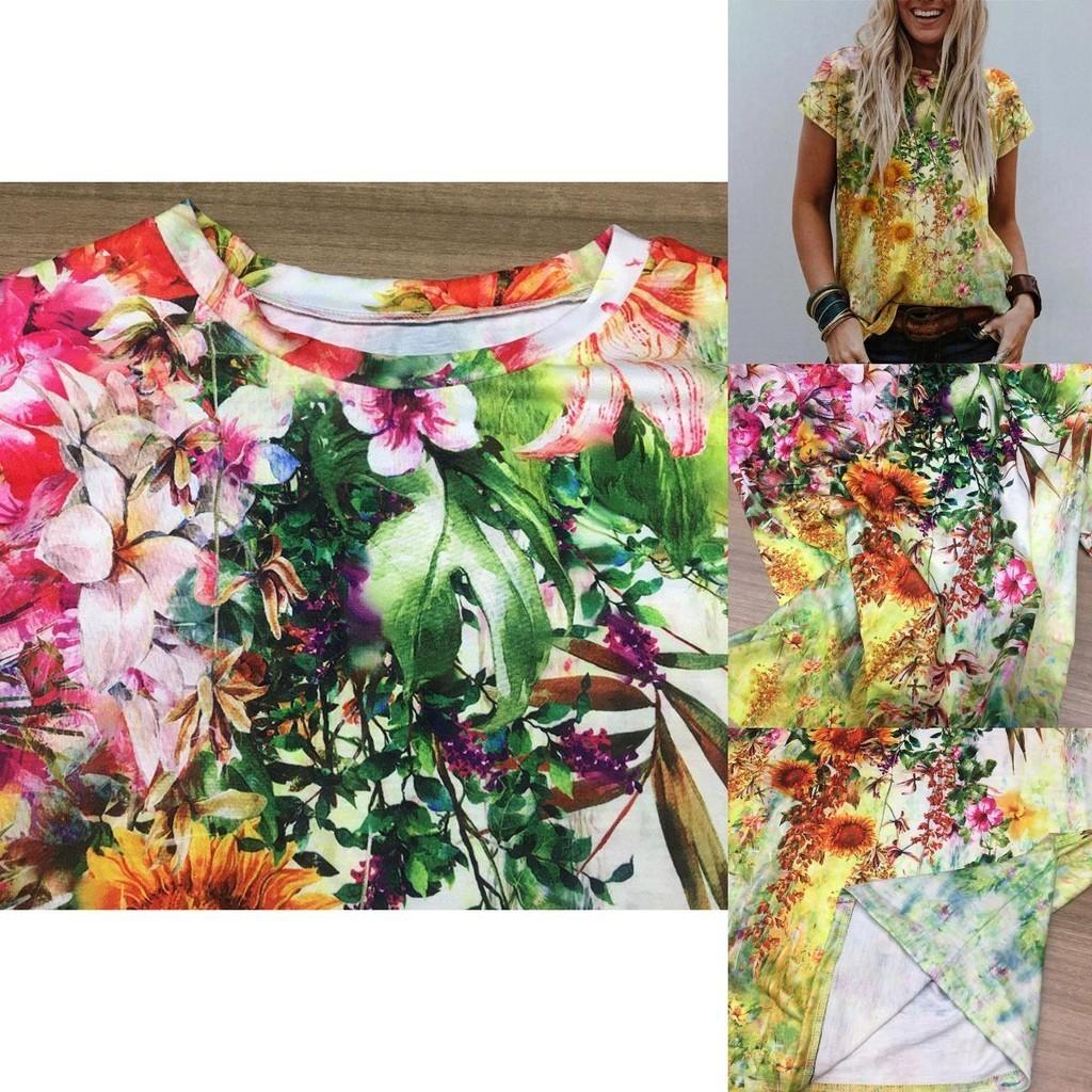 Women's Floral Print Short Sleeve Tops Featuring Soft Material For Ultimate Comfort