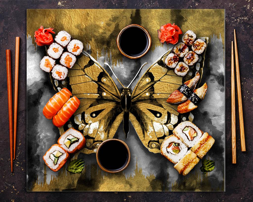 PANEL SZKLANY DO KUCHNI 65x60 Motyl