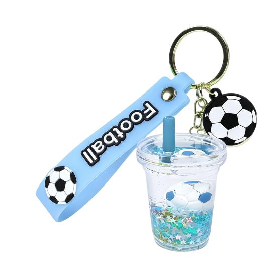 Keychain Pendant with Football Logo Silicone Strap Vibrant Color Acrylic Bottle Key Holder
