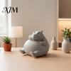 Desktop Landscaping Props 3D Printed Chubby Hippo Figurine, Lazy Hippopotamus Statue, Cute Small Decorative Figures Animal Desk Ornament for