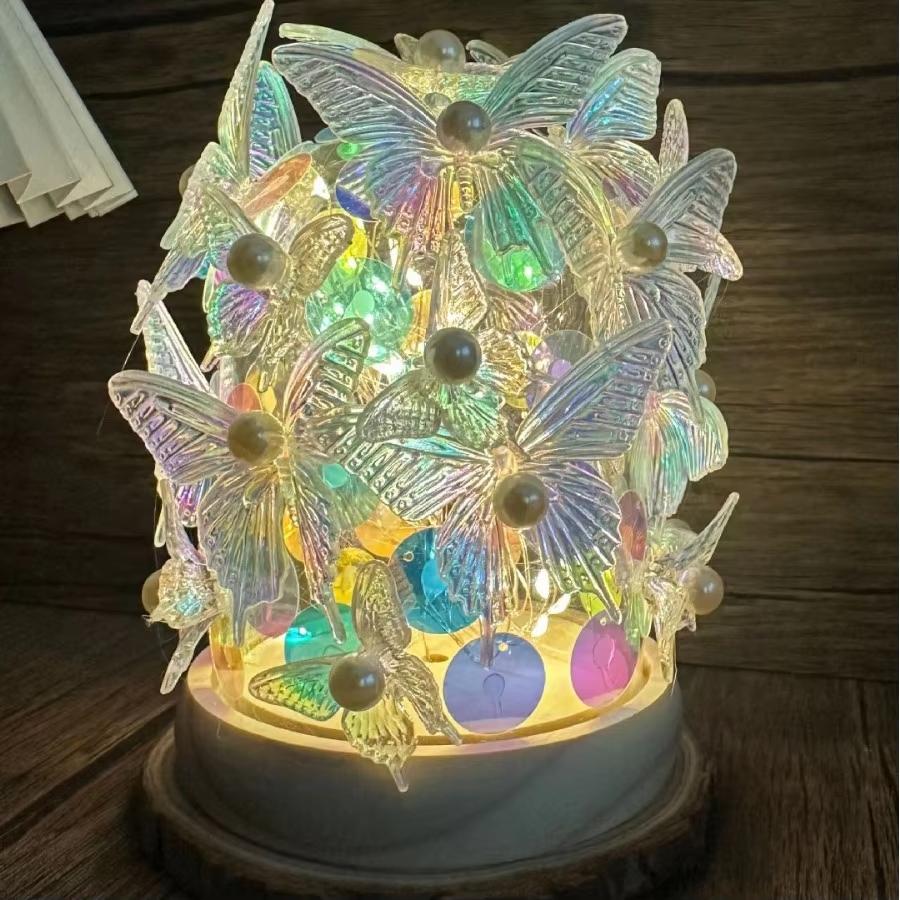 Butterfly Shape Night Light Handmade DIY Material Pack Ambient Light Bedroom Valentine's Day Gift Children's Toy Room Decoration