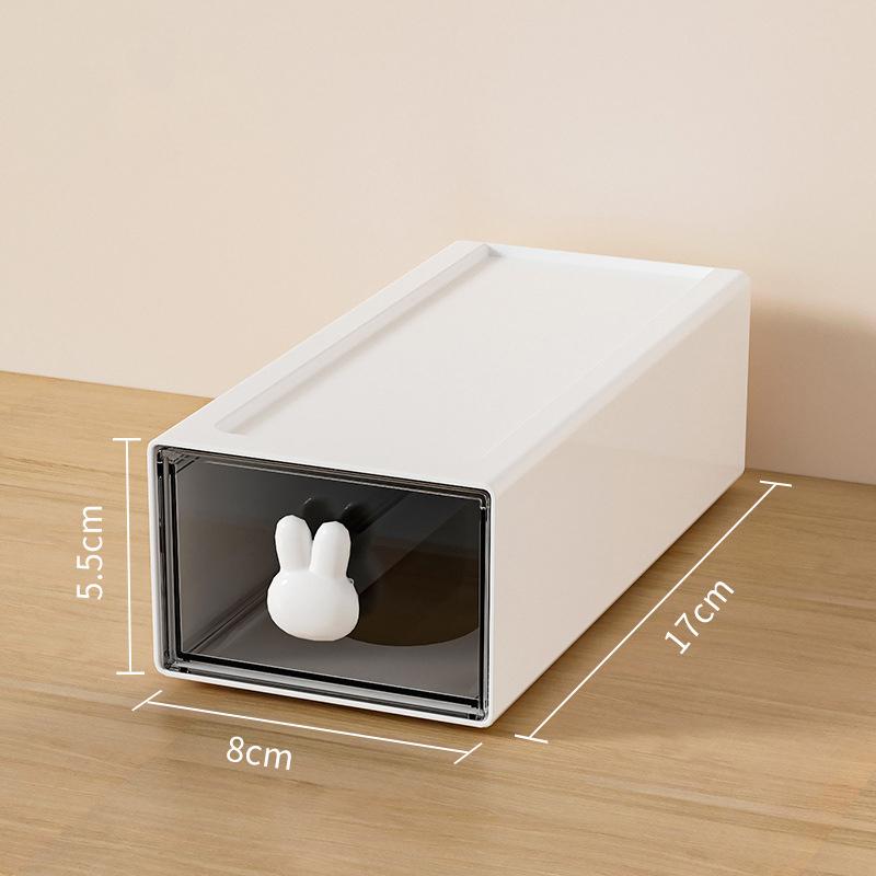 Kawaii Desktop Storage Box Transparent Desk Organizer Cosmetic Stationery Drawer Divided Storage Container Home Organizer белый