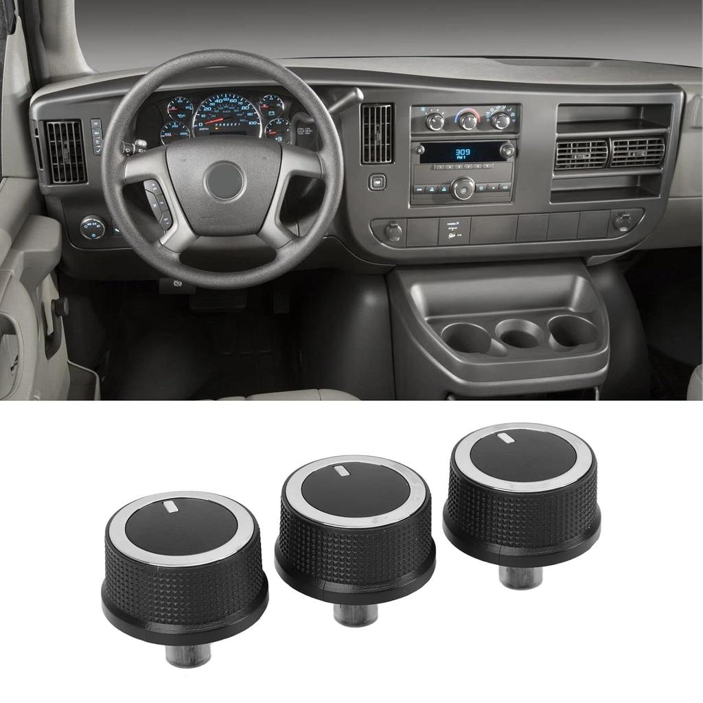 3pcs Climate Control Knobs, ABS Air Conditioner Control Knob 84793085 84141127 Replacement for Express 1500 2500 3500
