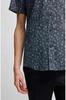 BOSS Schmal geschnittenes Blumenprint Stretch-Leinen Dunkel Größe L Herrenhemd, Blau,