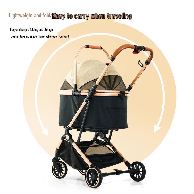 Lightweight Pet Stroller: Foldable, Detachable for Small Dogs & Cats - Ideal for Outdoor Use