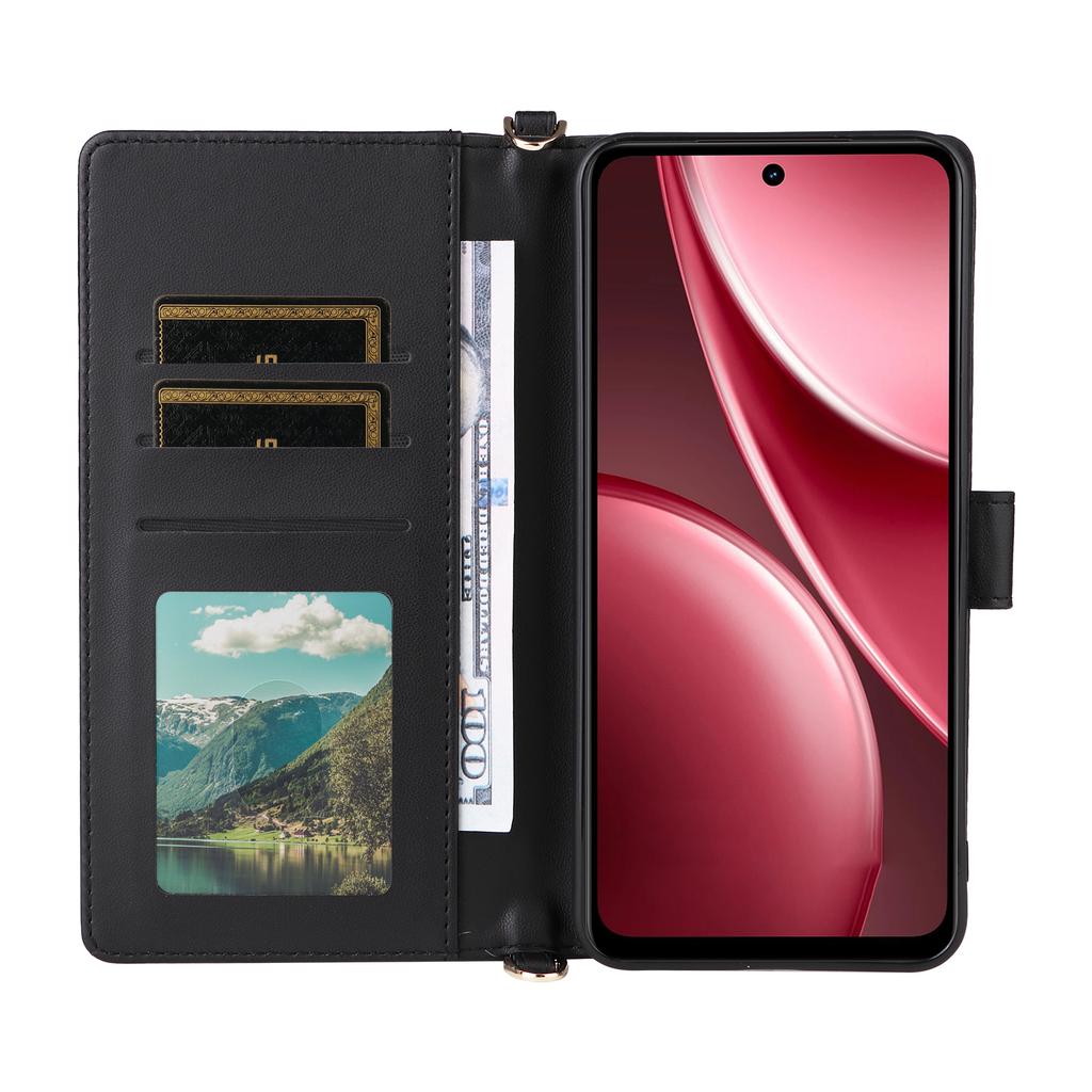 For Vivo Y31 5G/Y21d Leather Case Stand Wallet Phone Cover with Shoulder/Wrist Strap