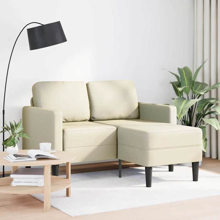 VidaXL 2-seater Sofa with L-shaped Chaise Lounge Cream 125 Cm Faux Leather, 2-seater Bedroom Sofa, Loveseat, Two-seater Sofa 4107084