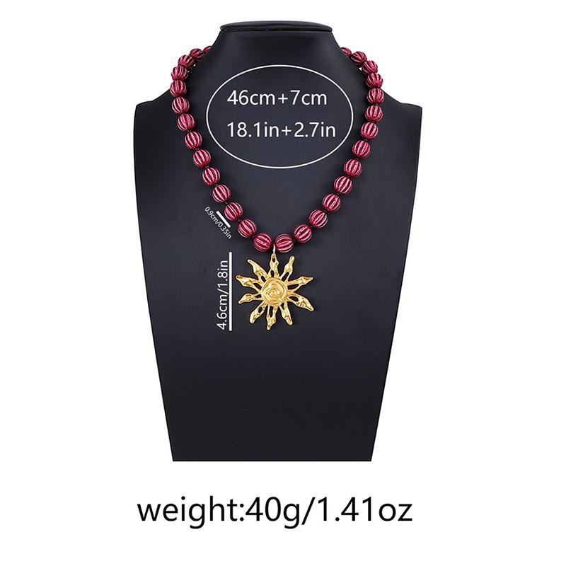 New Vintage Metal Sun Flower Pendant Necklaces Handmaed Beaded Choker Necklace For Women Holiday Party Jewelry Gifts