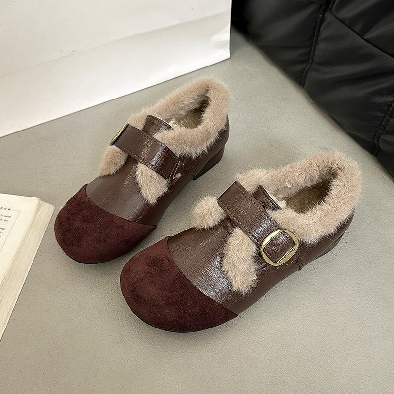 

Women s large size soft elastic winter warm anti cold fur one padded snow boots non-slip wear outdoor leisure sports cotton boots Le Fu shoes 40 коричневий