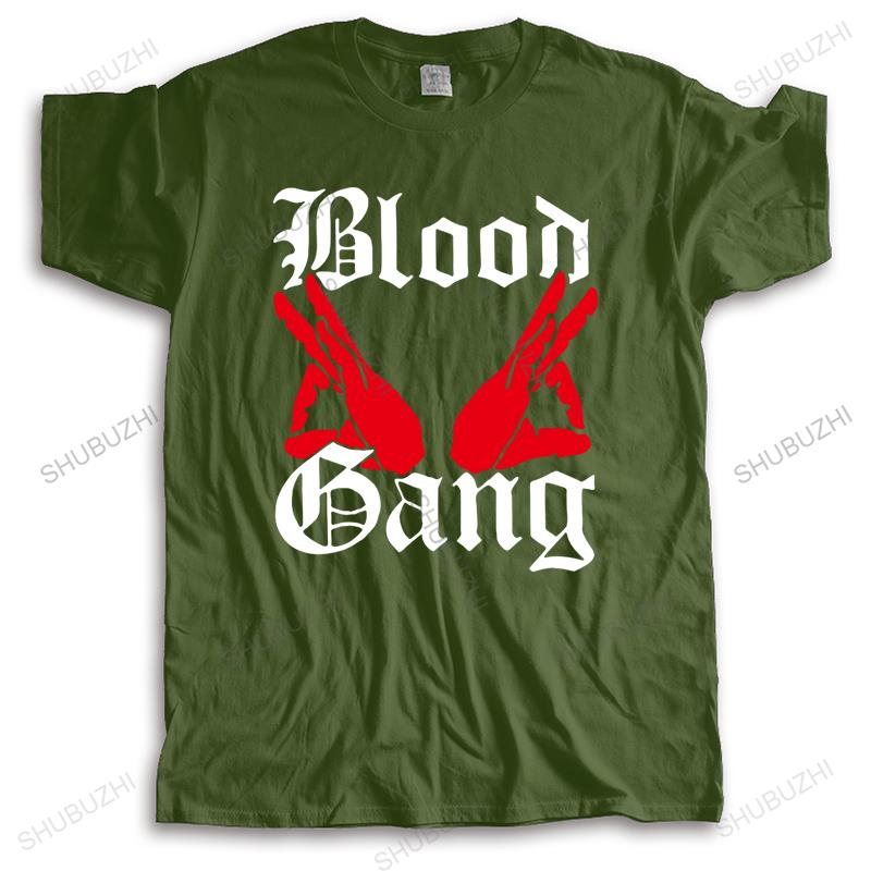 Male streetwear T-shirt Cotton T shirt Men Crew Neck Tops Blood Gang Hand Cotton Short Sleeve Bigger Size Summer loose top gift