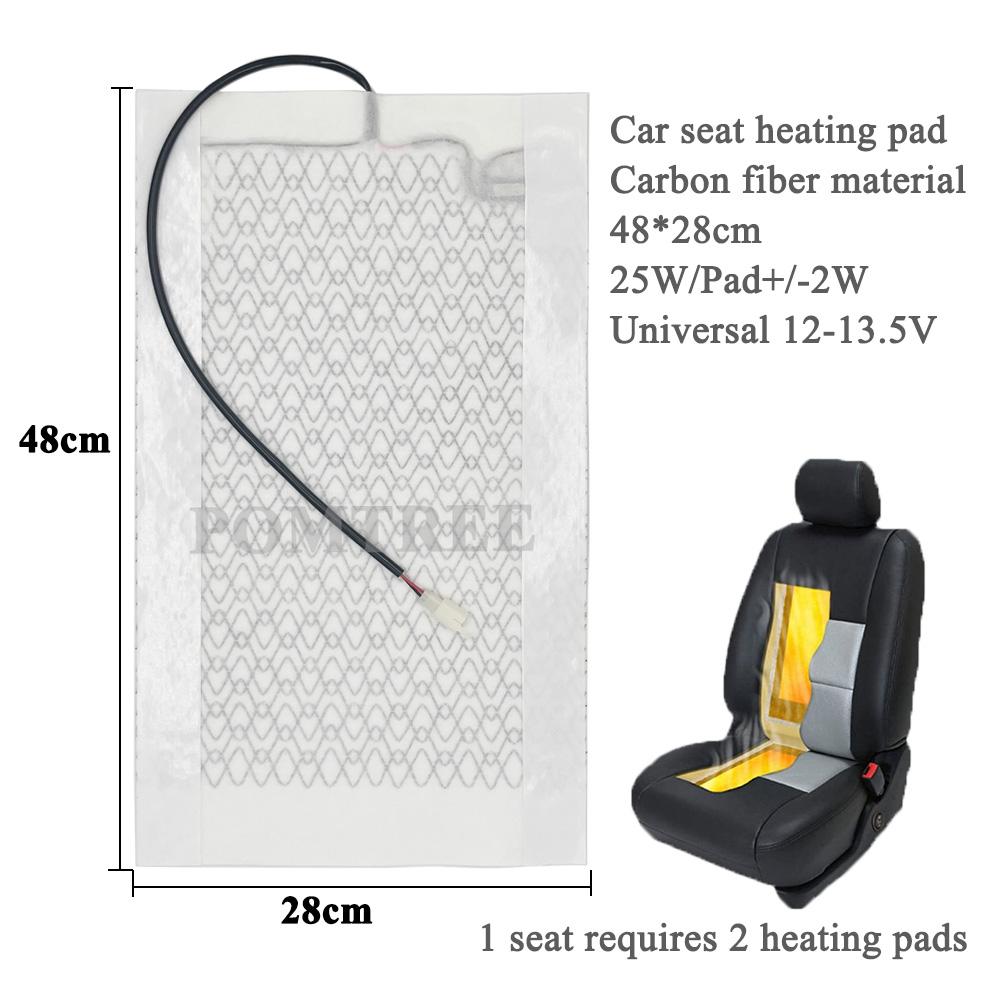 New Build-in Car Seat Heater 12V-13.5V 22-25W Carbon Fiber Heating Pads 6-Level Control Switch with Harness for Auto Accessories